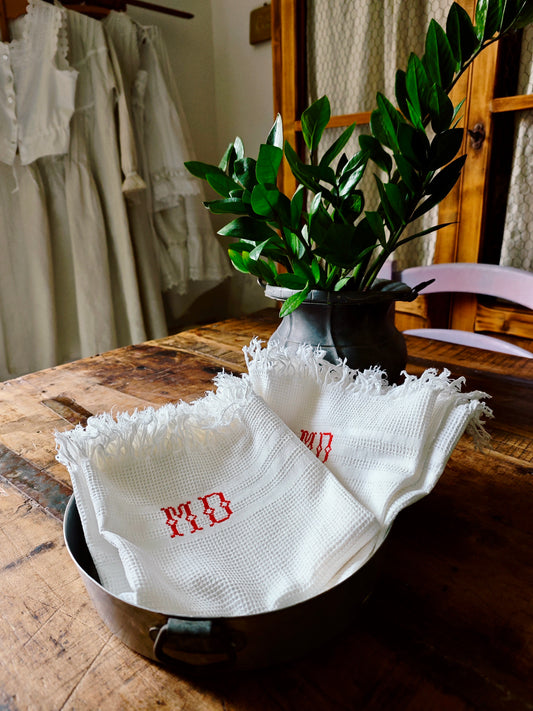 Paire de serviettes en coton avec monogramme MD