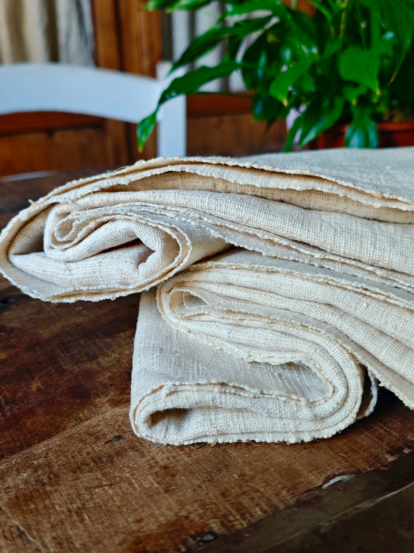 Two hemp tea towels with PG monogram