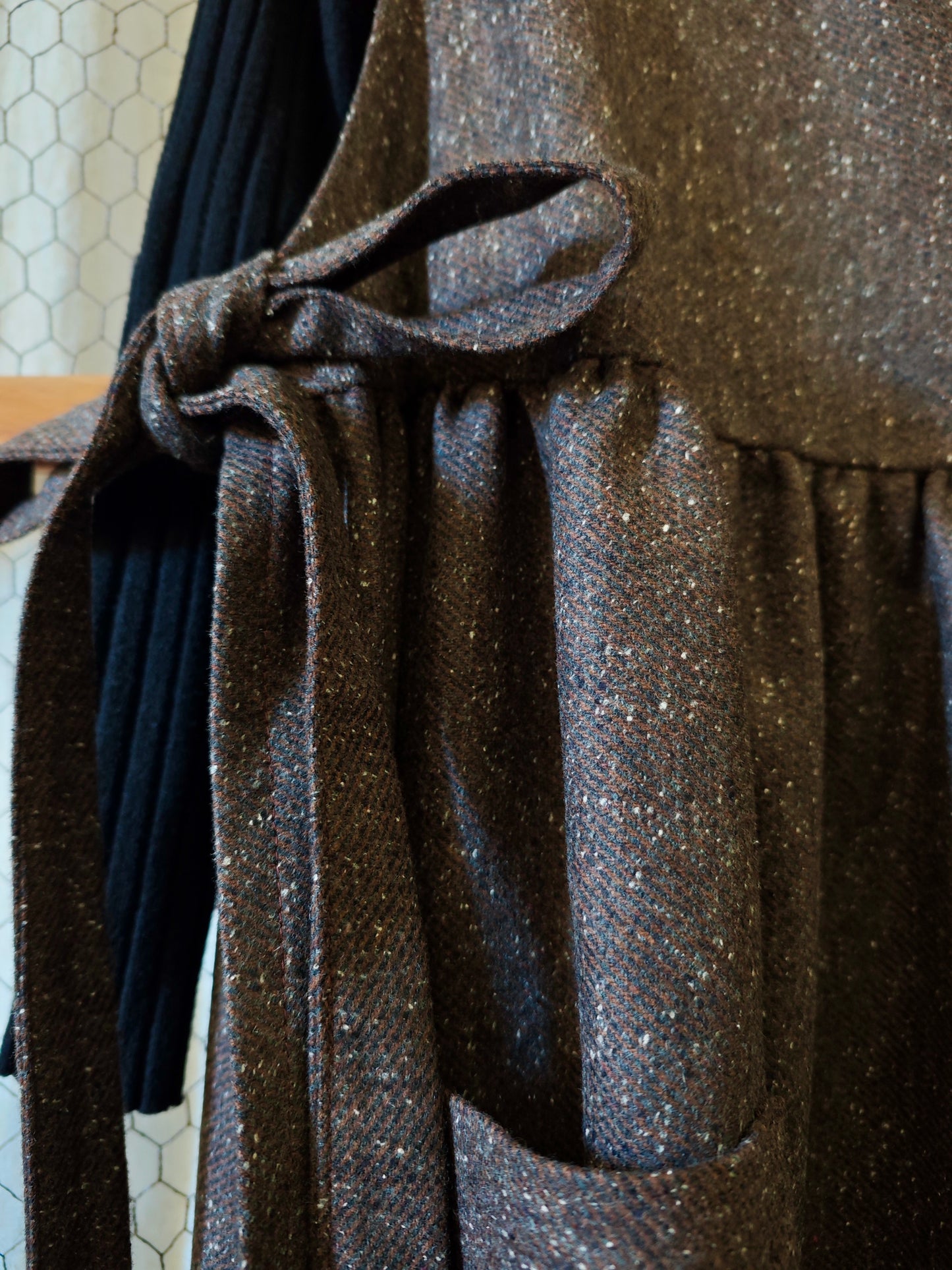 Brown tweed wool apron (Ref.357)