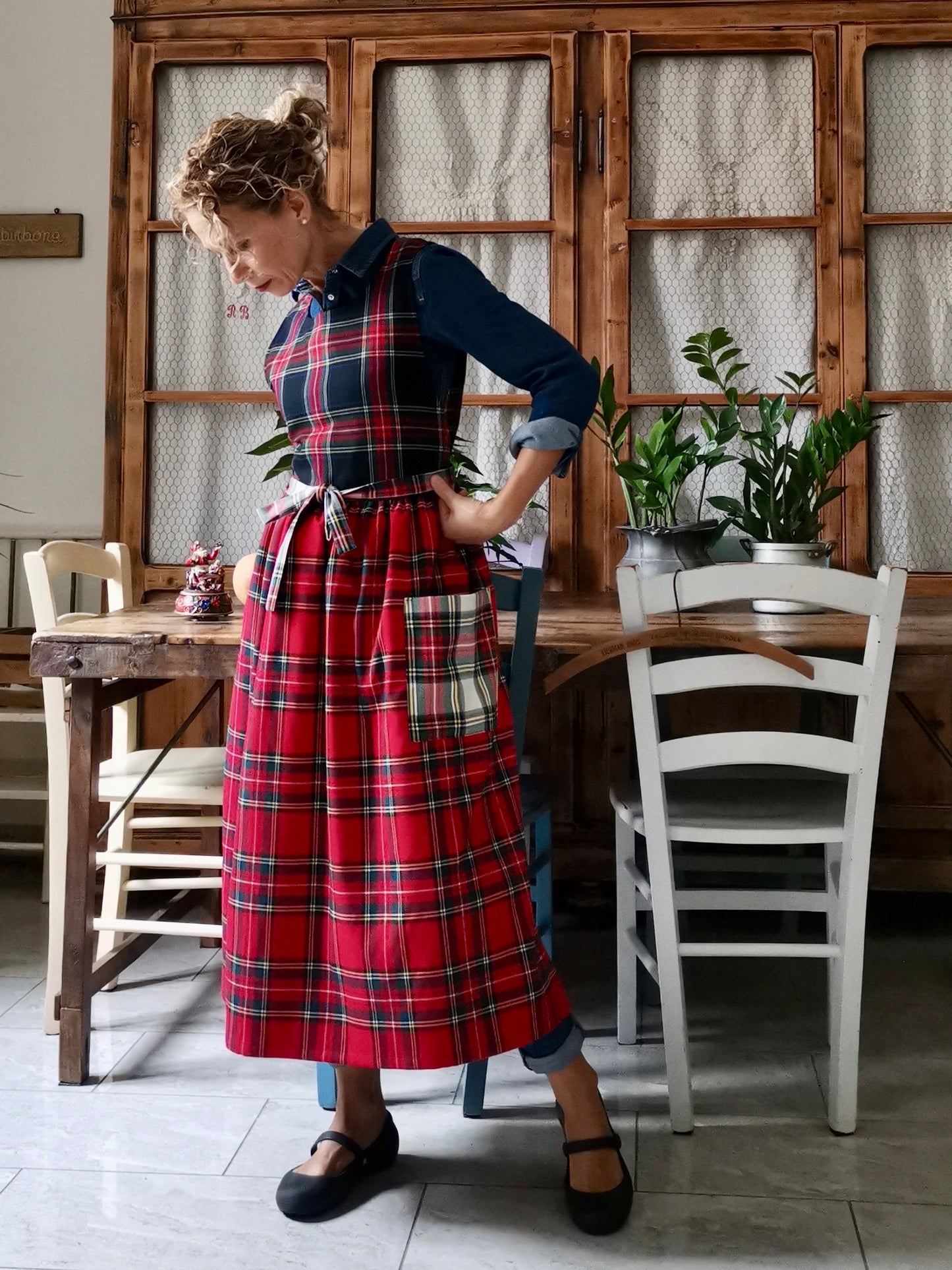 Patchwork tartan wool apron (Ref. 361)