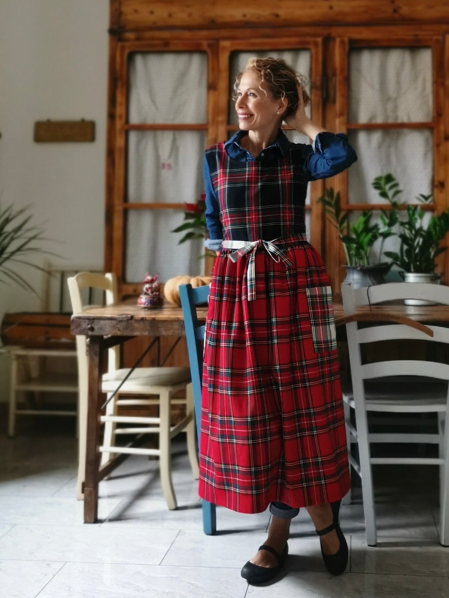 Patchwork tartan wool apron (Ref. 361)