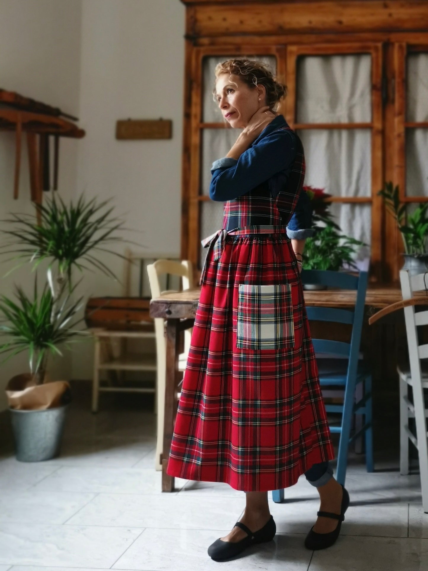 Patchwork tartan wool apron (Ref. 361)