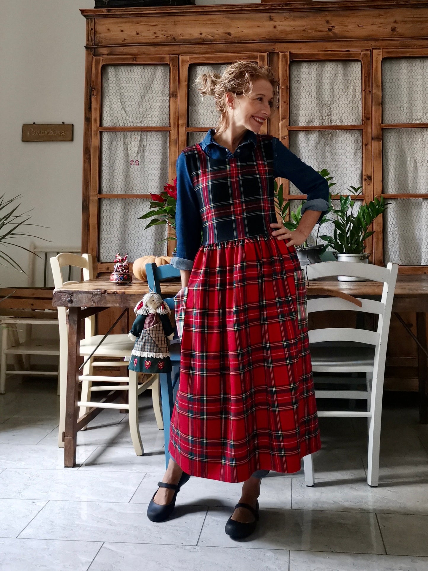 Patchwork tartan wool apron (Ref. 361)