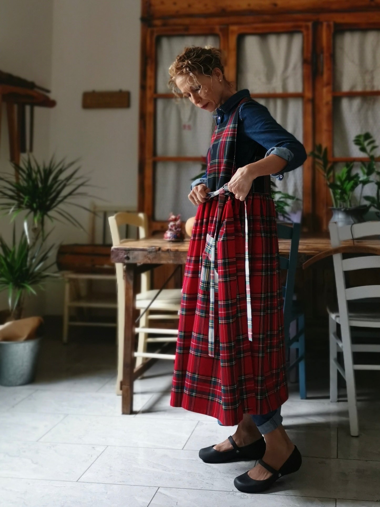 Patchwork tartan wool apron (Ref. 361)