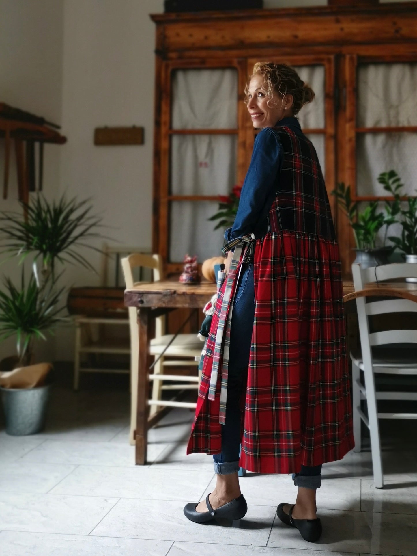 Patchwork tartan wool apron (Ref. 361)