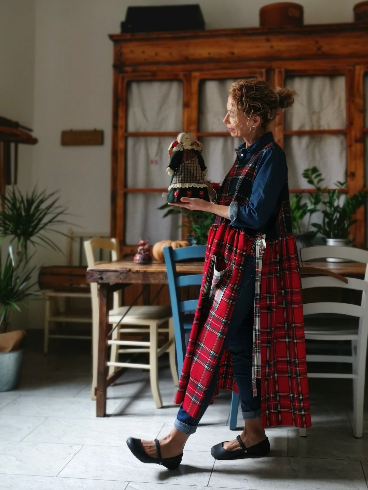 Patchwork tartan wool apron (Ref. 361)