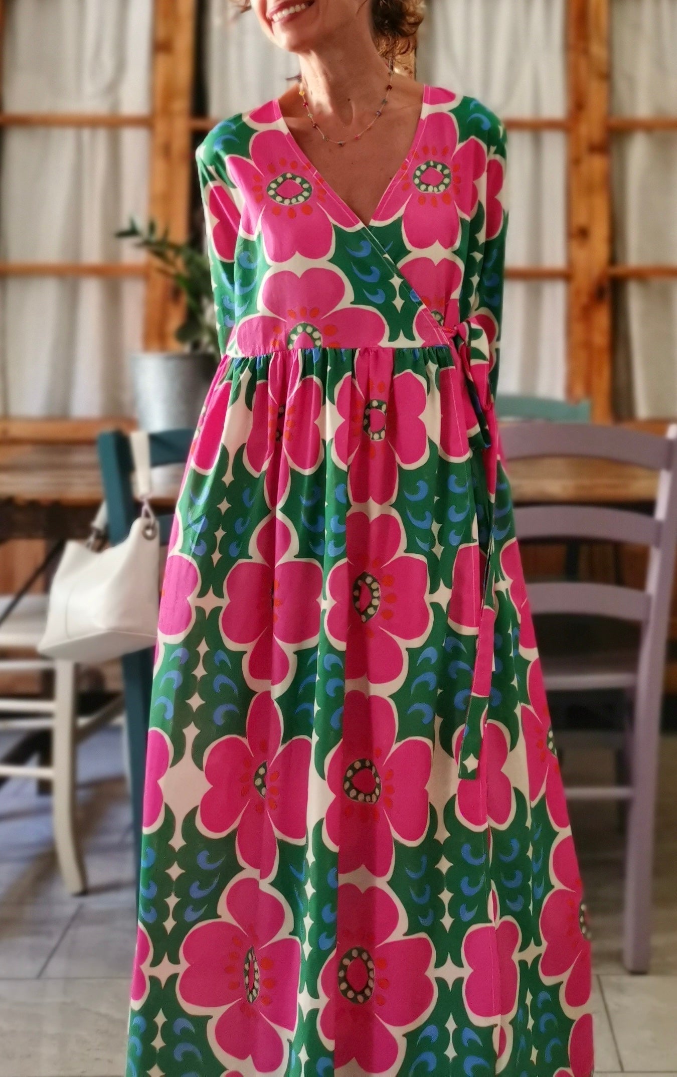 Long floral crisscross dress (Ref. 96)