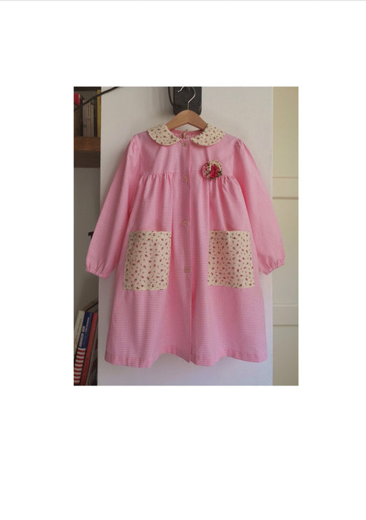 Grembiule bambina per asilo 3/4 anni - scuola materna - asilo nido - cotone a quadretti rosa bianchi - grembiulino quadrettini bambina