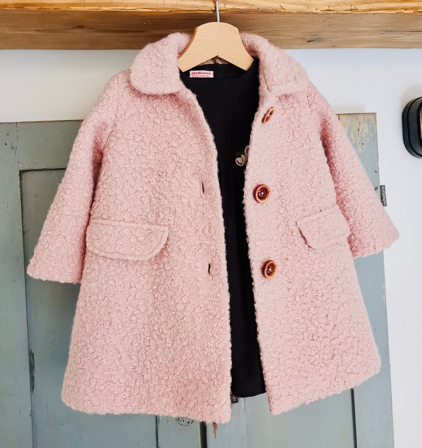 Cappotto rosa bambina - cappottino bimba - giacca bambina - cappotto bonton bimba  - giacca in lana cotta rosa